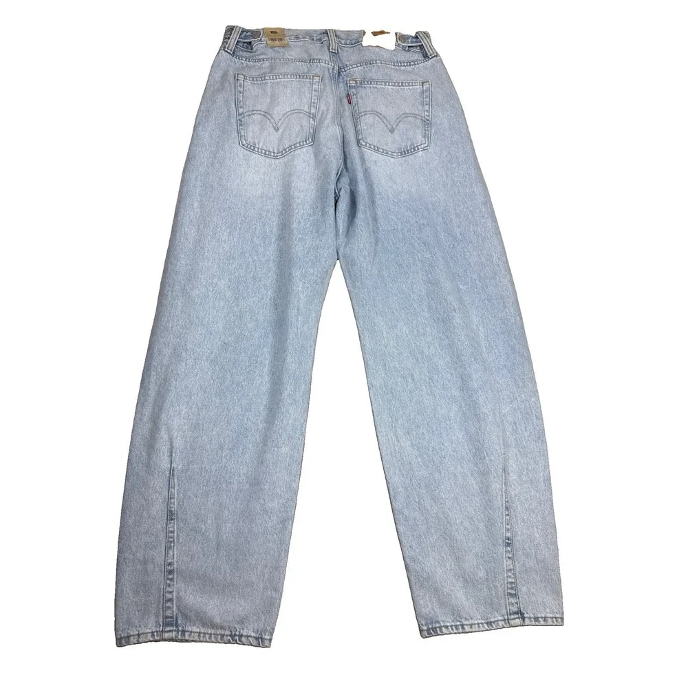 Levi's Cinch Barrel Jeans Womens 32x31 Blue Solid High Rise Loose Fit NWT